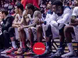 Rebels watch from the bench in game vs Florida