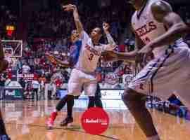 Terence Smith waatches the shot go in